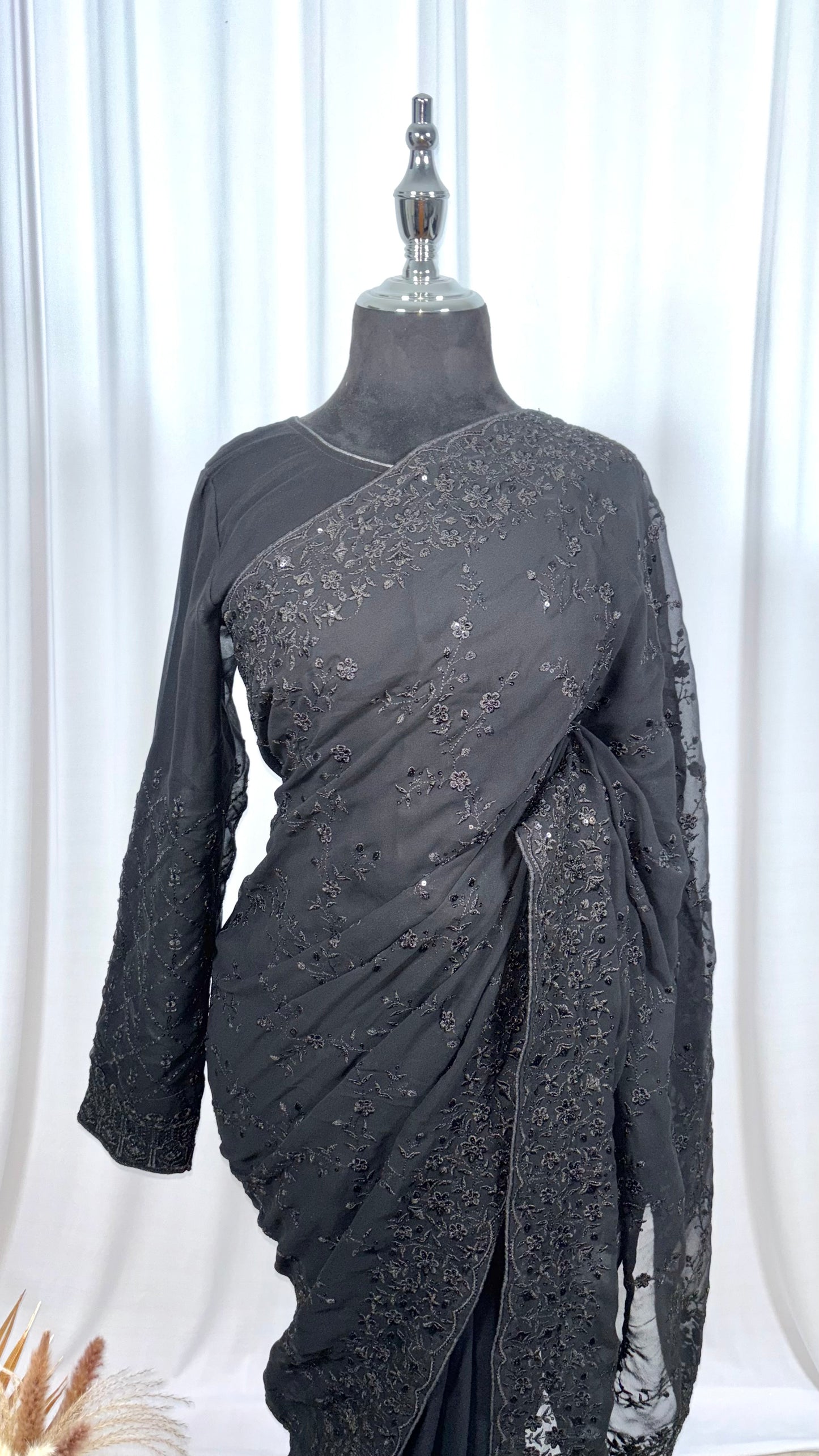 Saree prêt à porter/ One minute saree - Fleur de Minuit