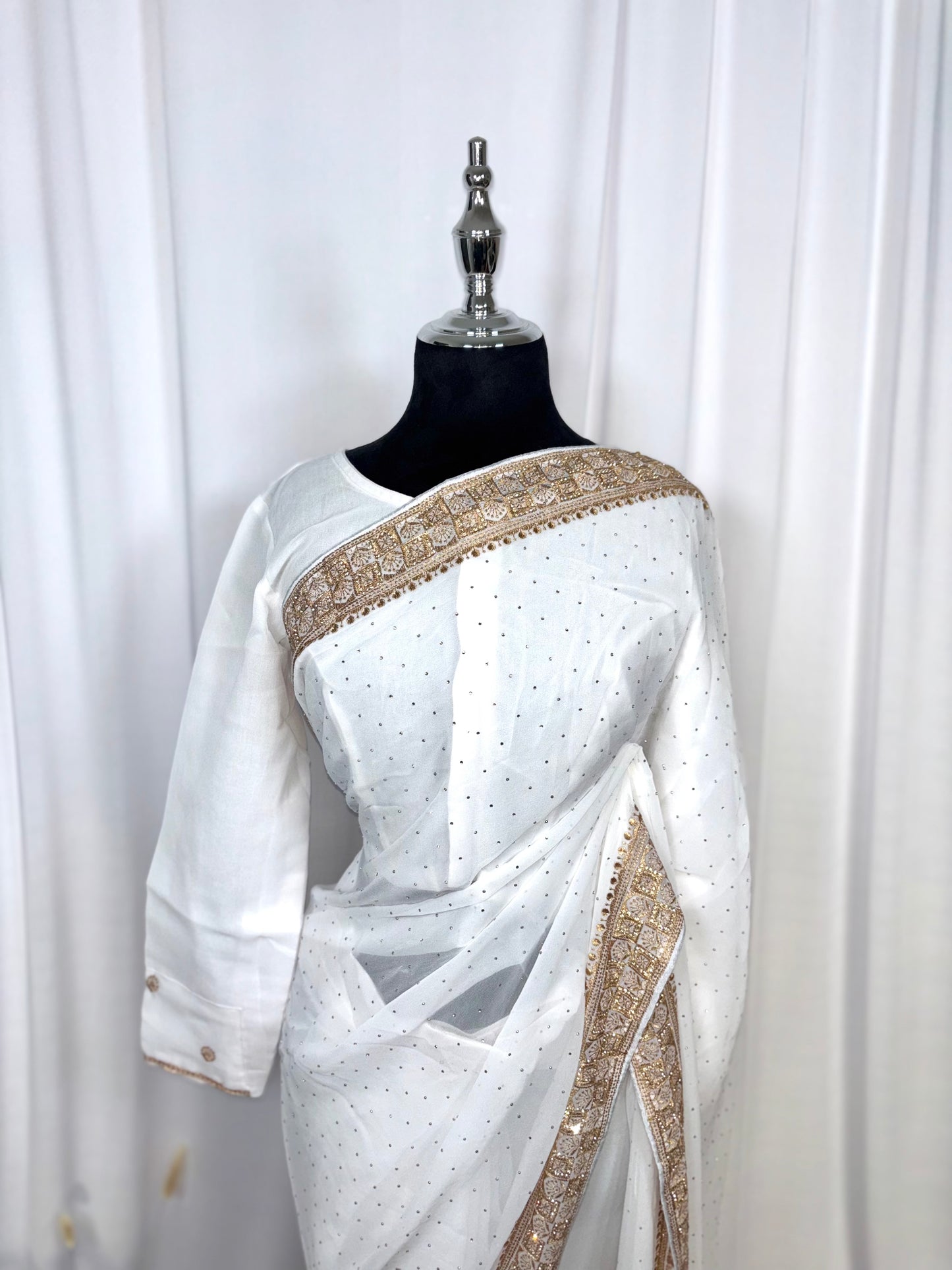 Saree prêt à porter/ One minute saree - Perle Ivoire