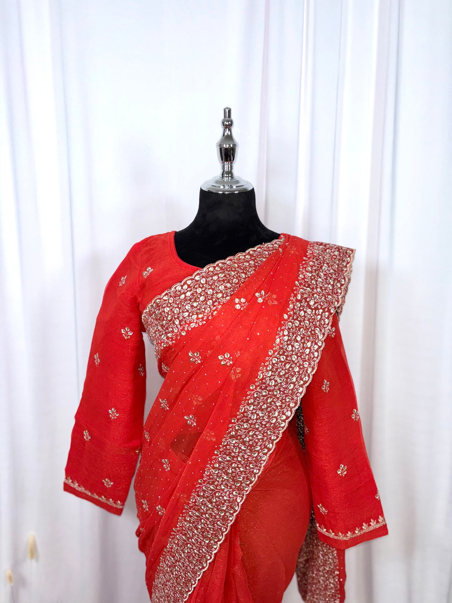 Saree prêt à porter/ One minute saree Eclat Tangerine