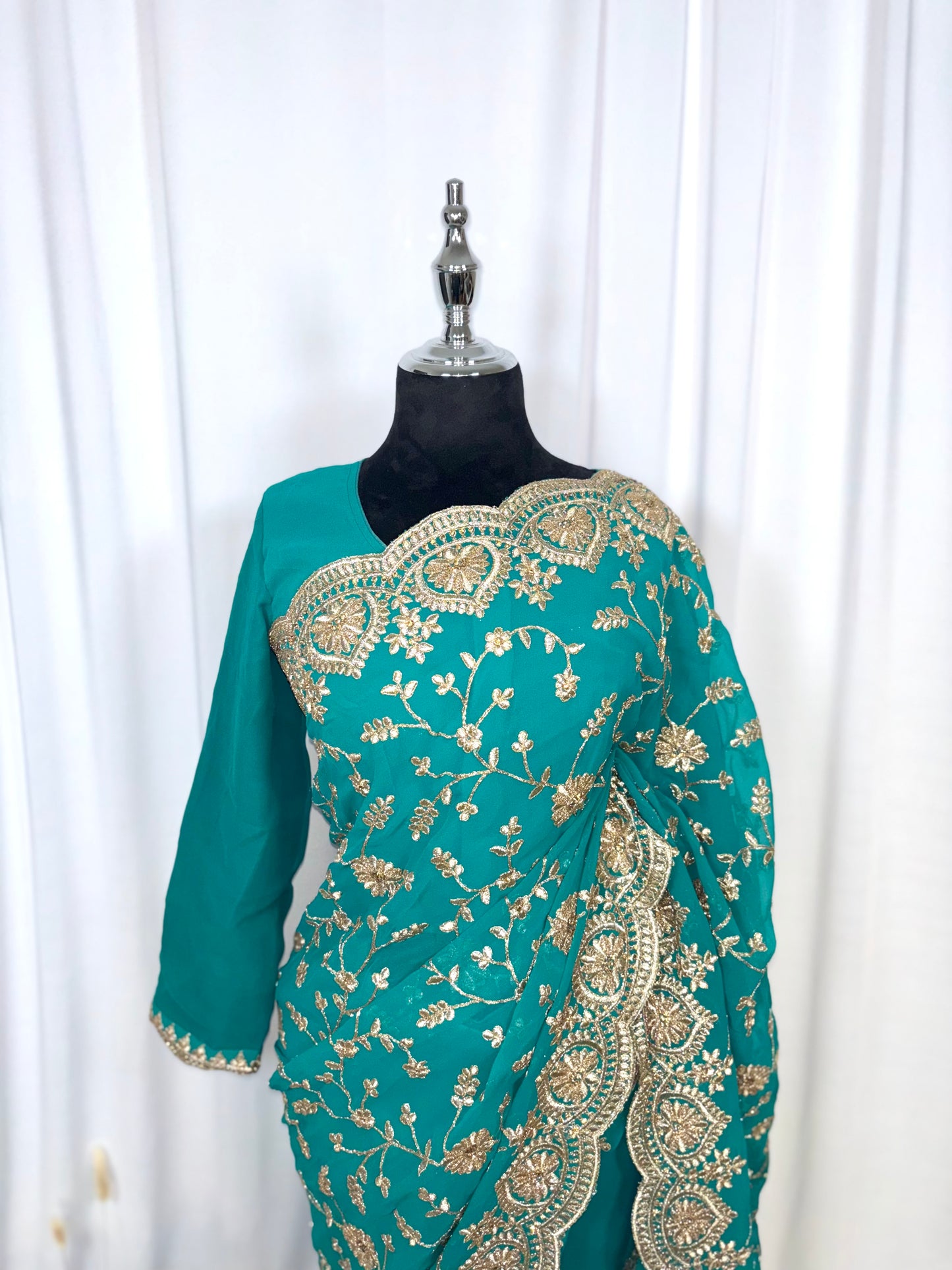 Saree prêt à porter/ One minute saree - Eclat Océanique