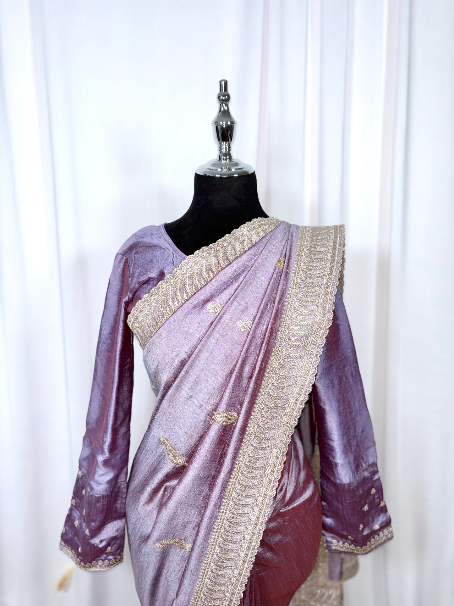 Saree prêt à porter/ One minute saree - Brume Mauve