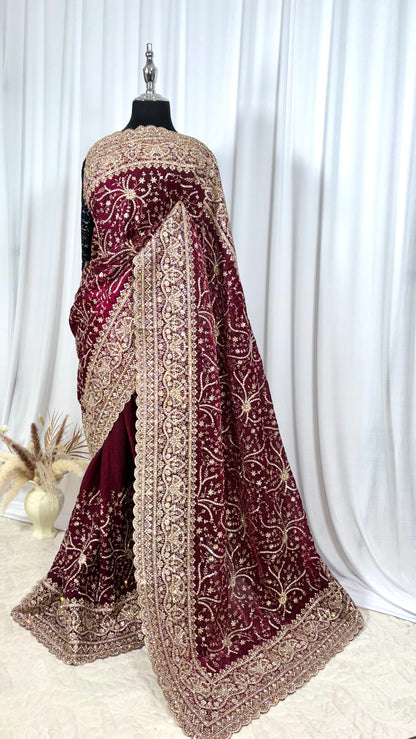 Saree traditionnel - Red Thamarai