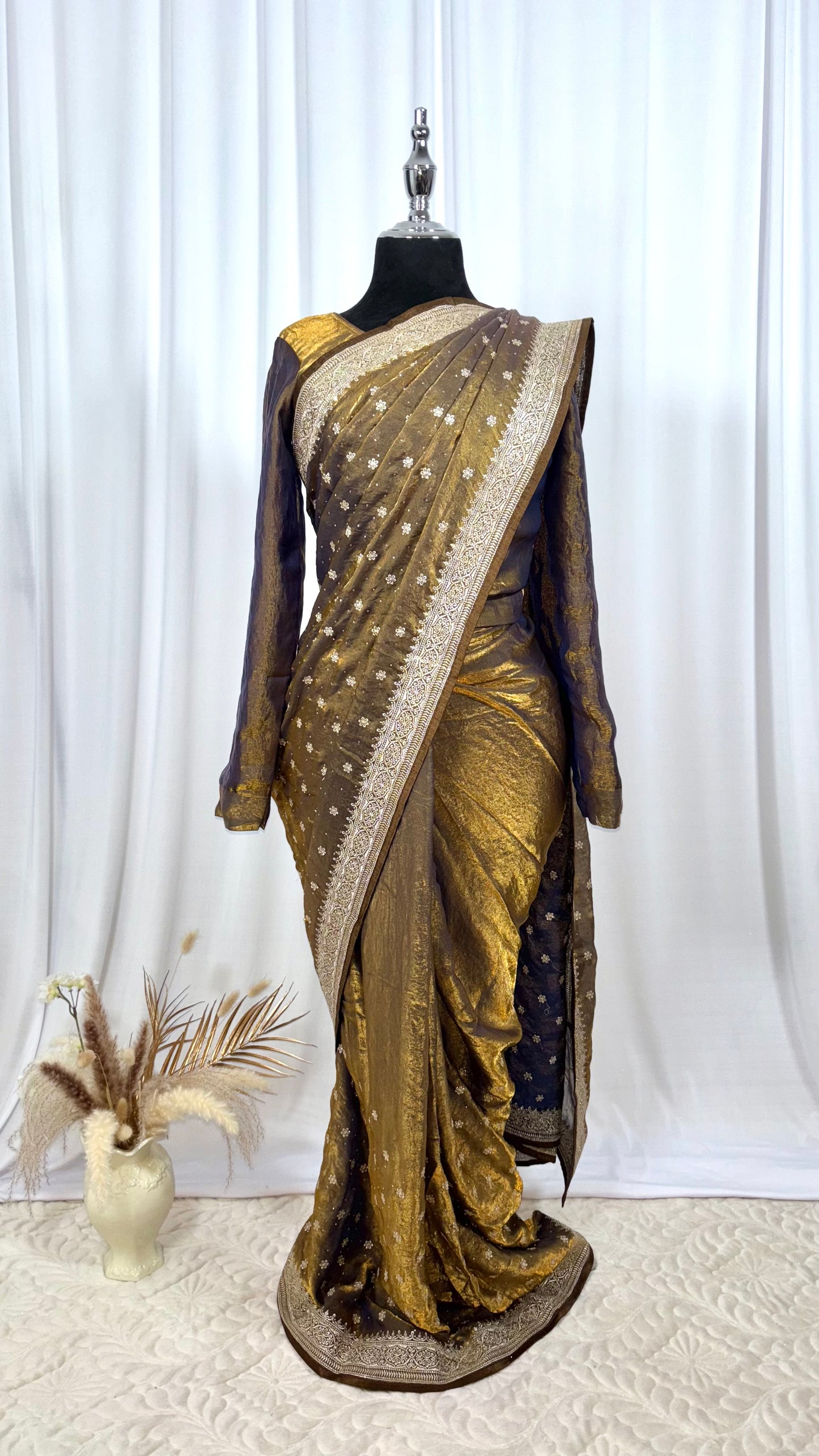 Saree prêt à porter/ One minute saree - Olive Blossom