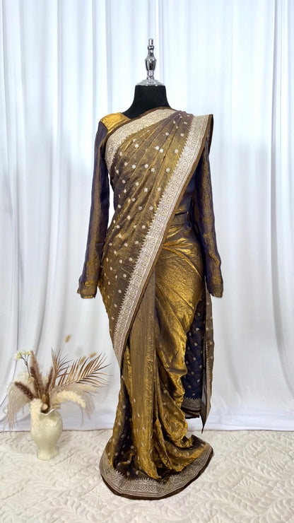 Saree prêt à porter/ One minute saree - Olive Blossom