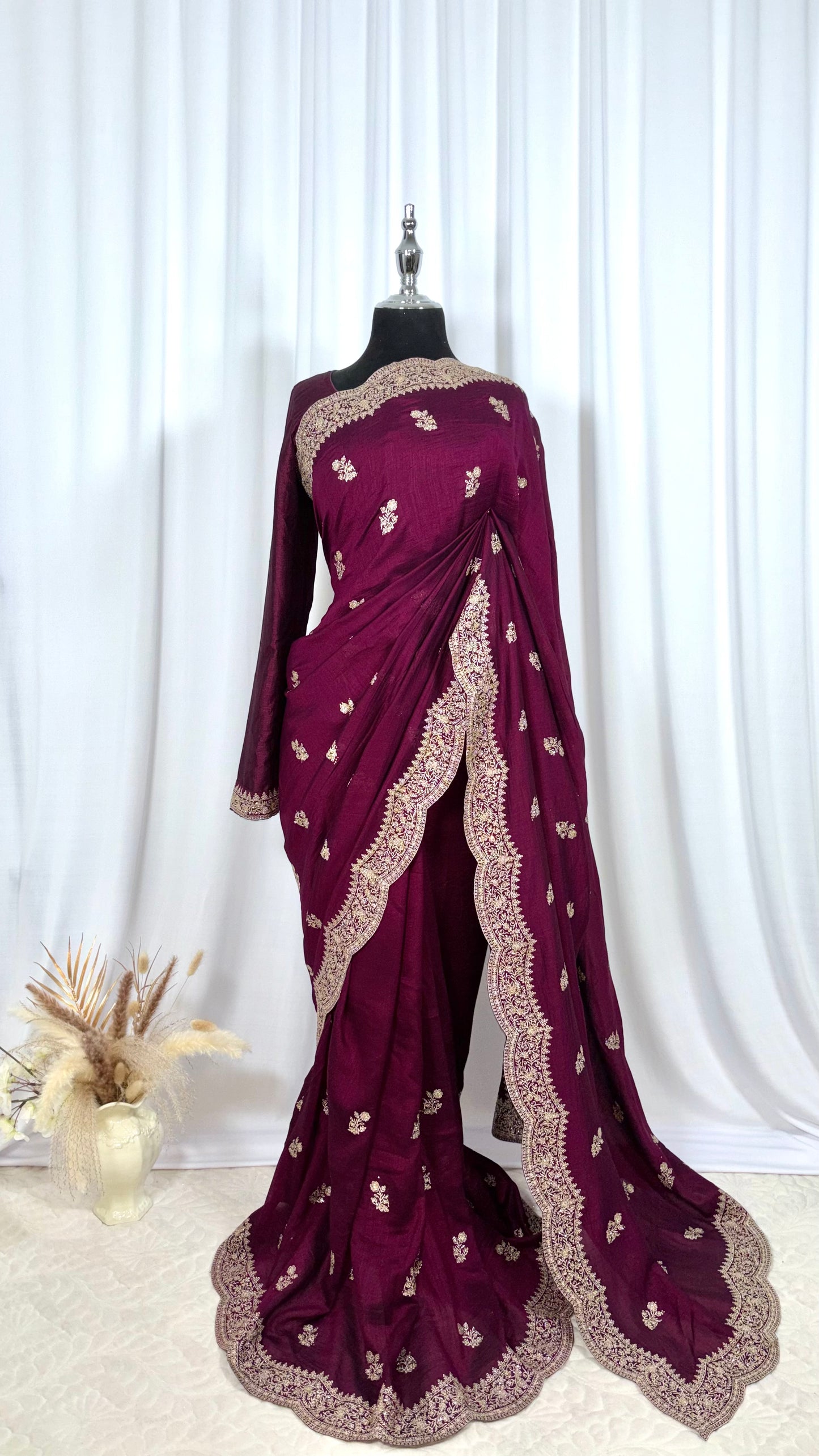 Saree prêt à porter/ One minute saree - Ameera Pourpre