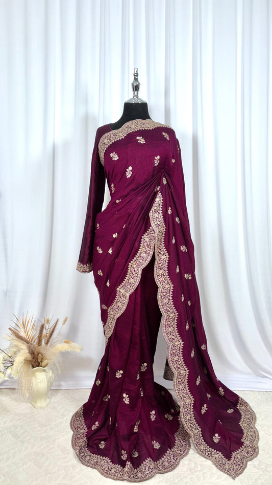 Saree prêt à porter/ One minute saree - Ameera Pourpre