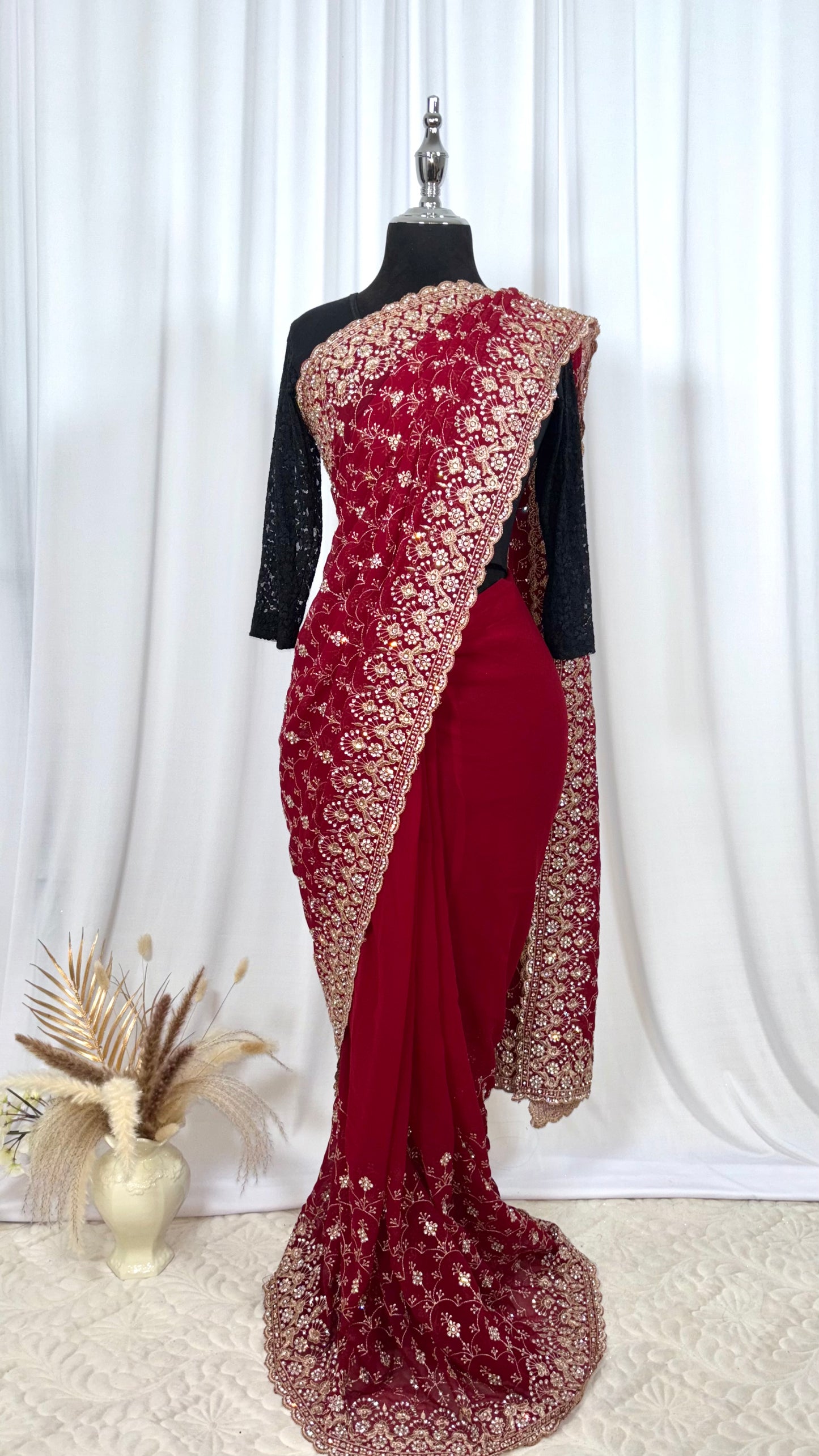 Saree prêt à porter/ One minute saree - Cherry Gold