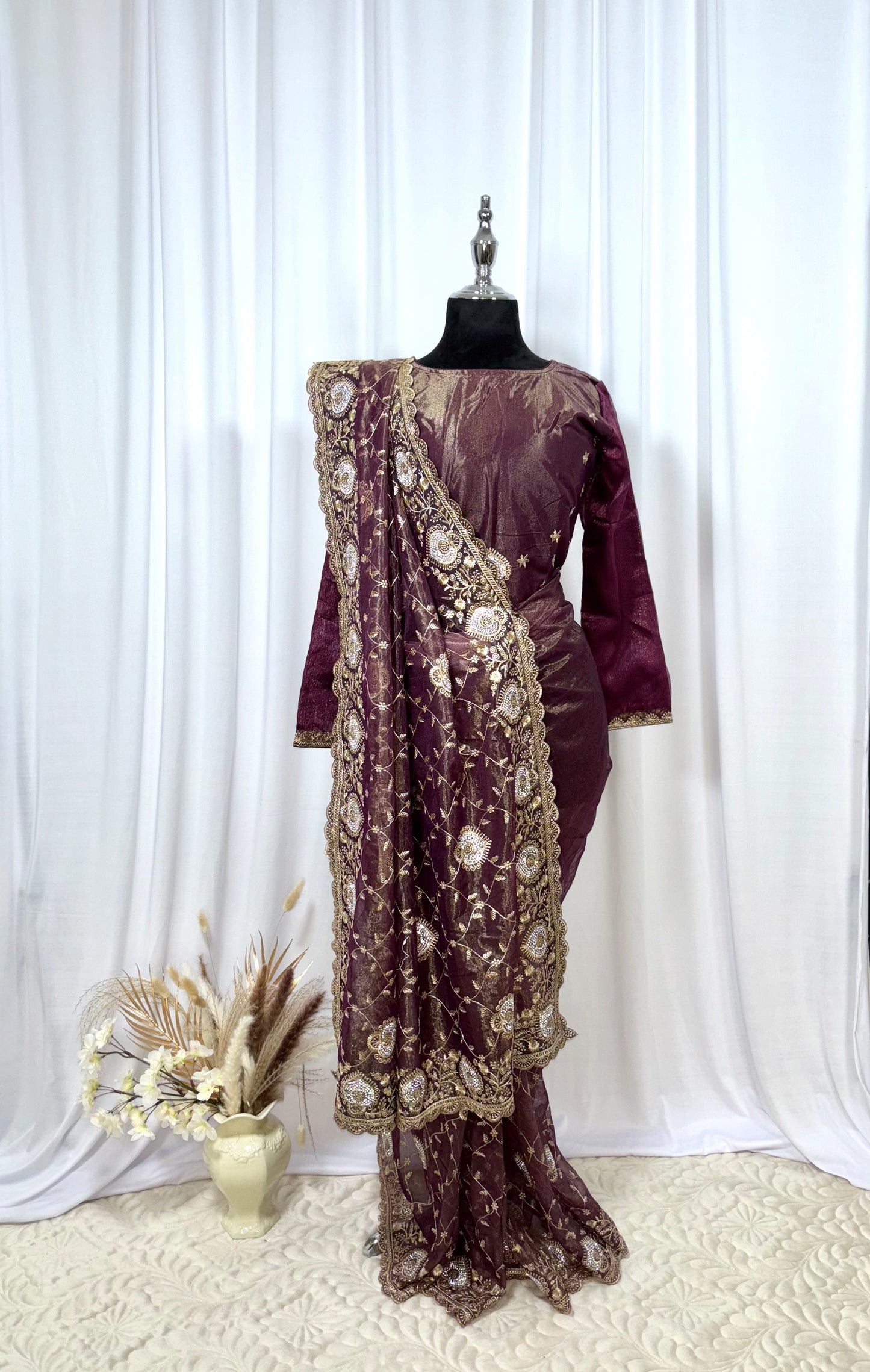 Saree prêt à porter/ One minute saree - Orchidée Royale