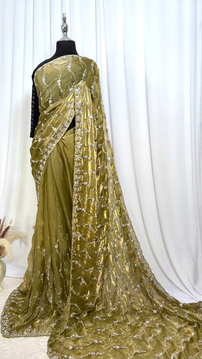 Saree traditionnel - Perle de Pistache