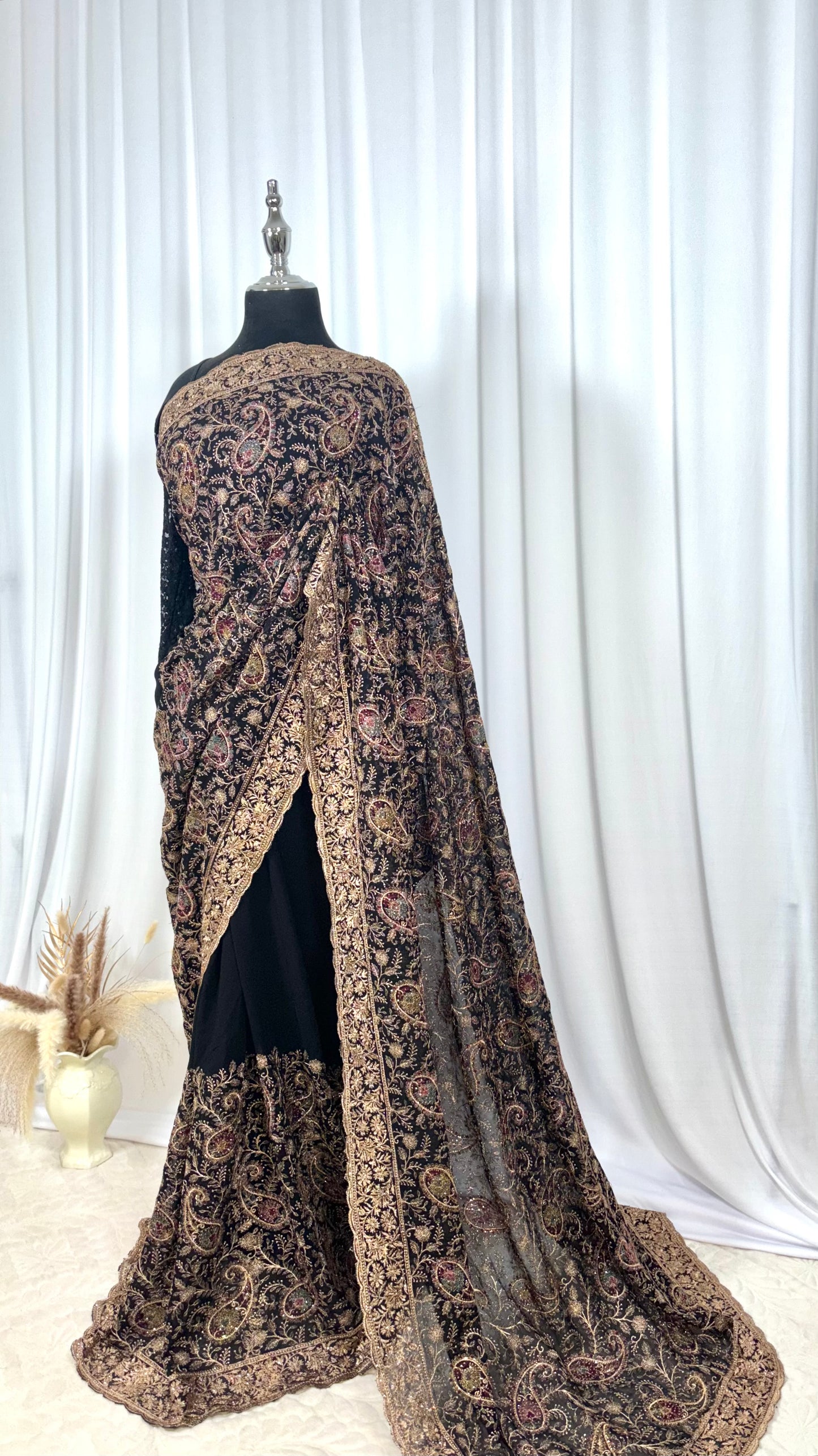 Saree traditionnel - Mayila Noir