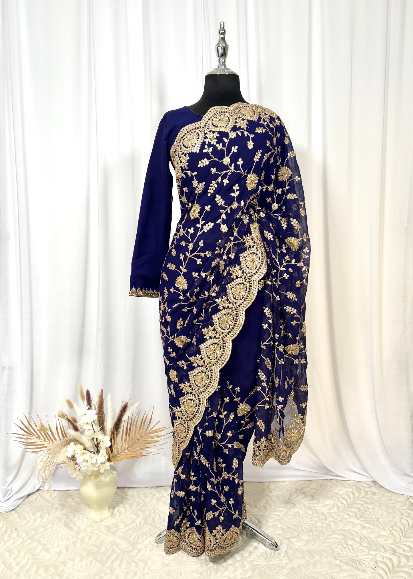 Saree à prêt à porter/ One minute saree - Nuit Dorée