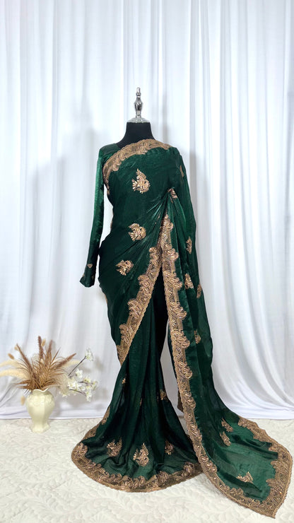 Saree prêt à porter/ One minute saree - Asil Yeşil