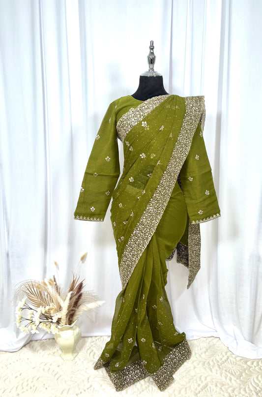 Saree prêt à porter/ One minute saree - Sépia