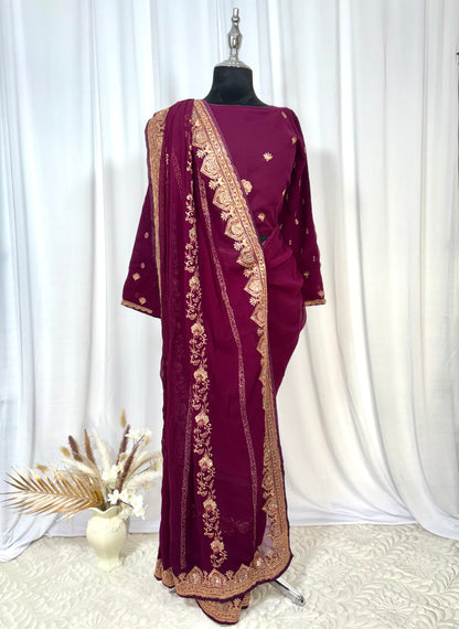 Saree prêt à porter/ One minute saree - Magniola céleste