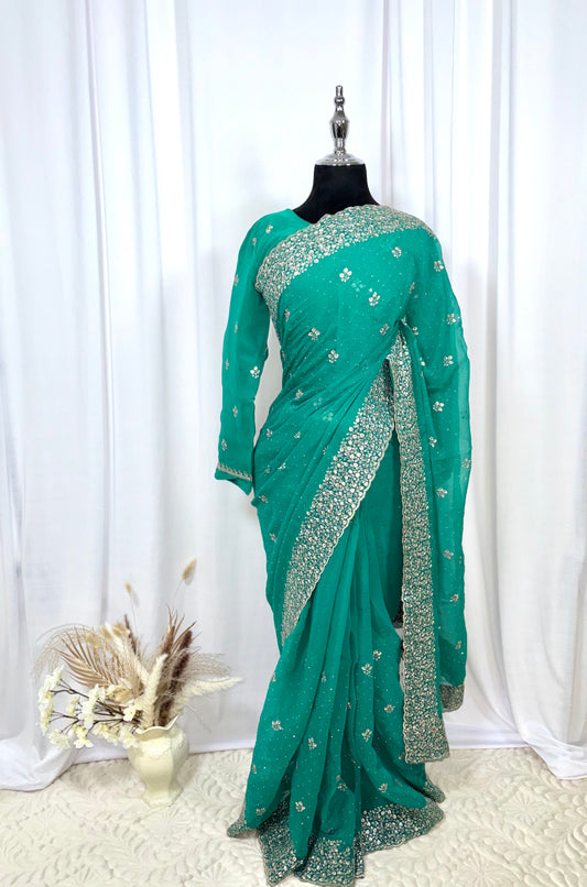 Saree prêt à porter/ One minute saree - Saphir Tropical