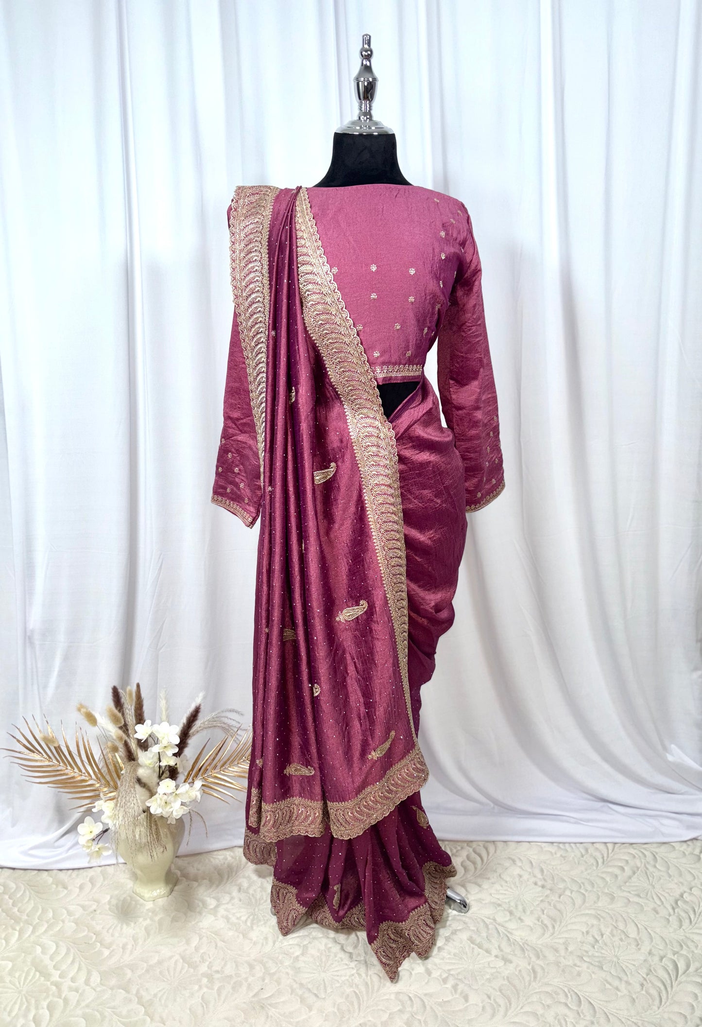 Saree prêt à porter/ One minute saree - Coucher de Rose