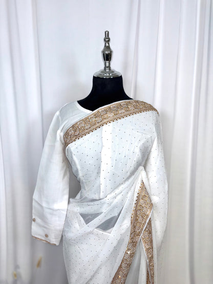 Saree prêt à porter/ One minute saree - Perle Ivoire