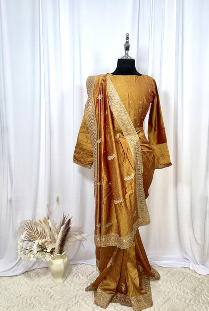 Saree prêt à porter/ One minute saree - Dune Dorée