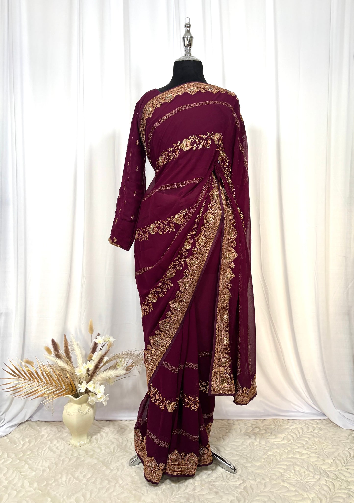 Saree prêt à porter/ One minute saree - Magniola céleste