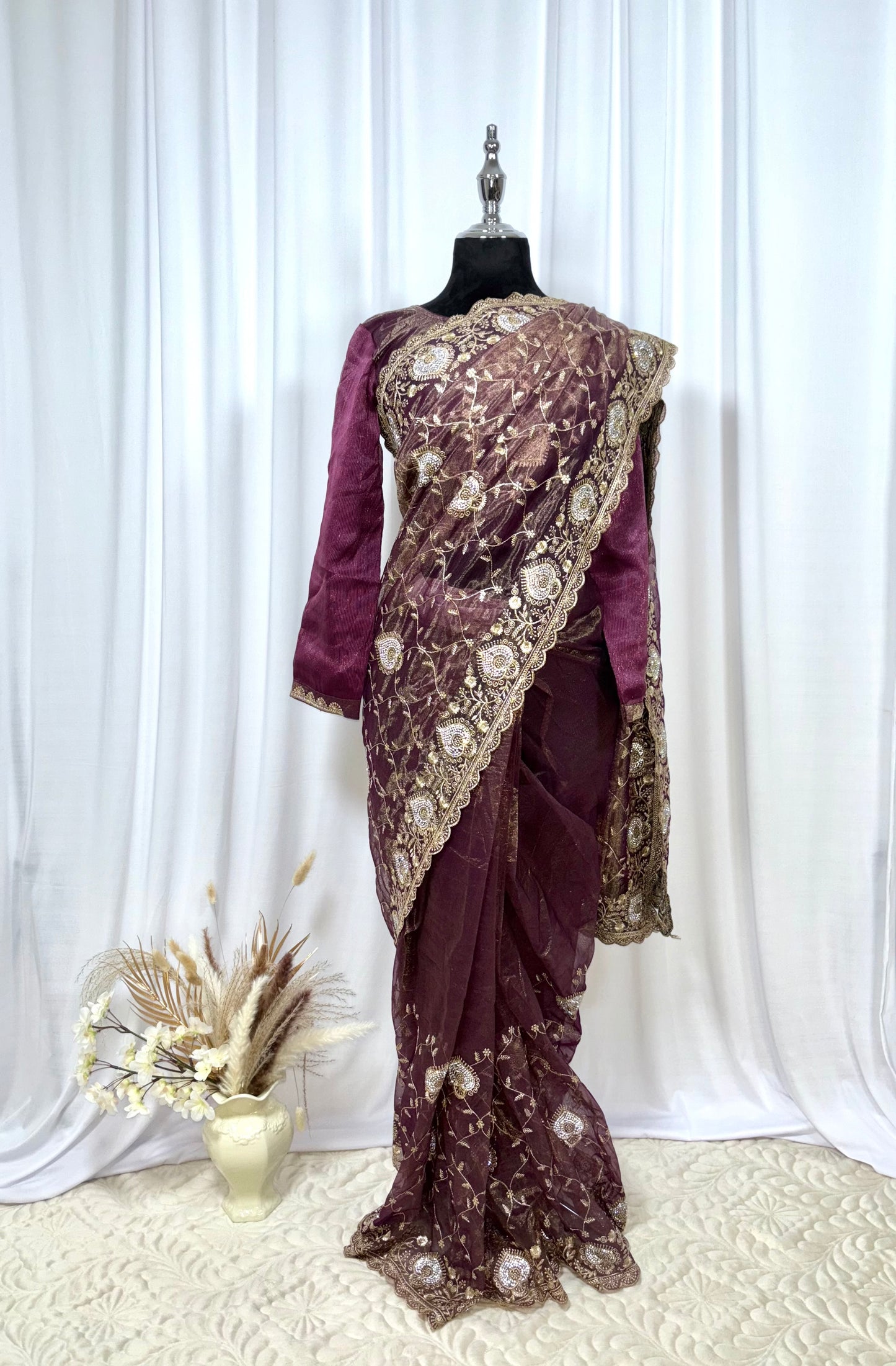 Saree prêt à porter/ One minute saree - Orchidée Royale