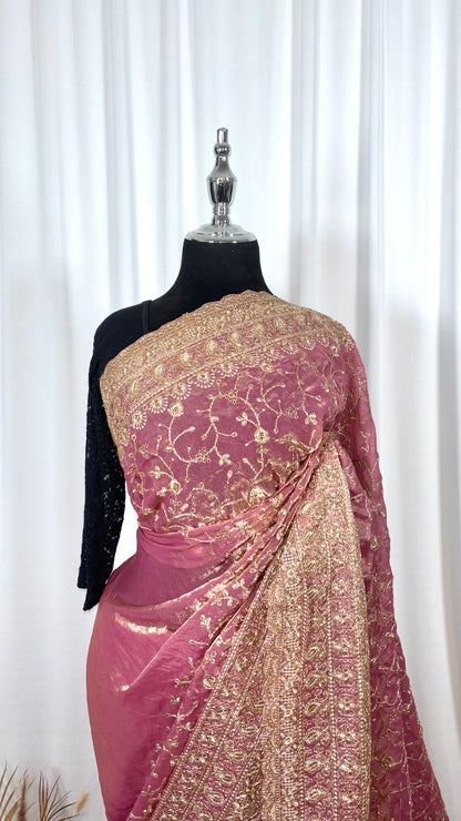 Saree traditionnel - Rose Milk