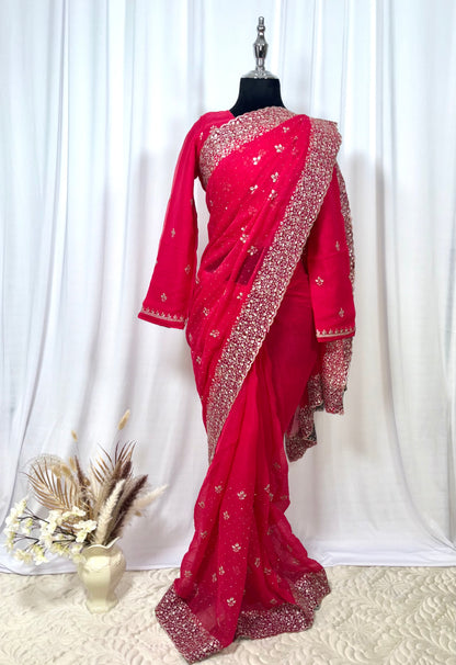 Saree prêt à porter/ One minute saree - Fleur de Rose