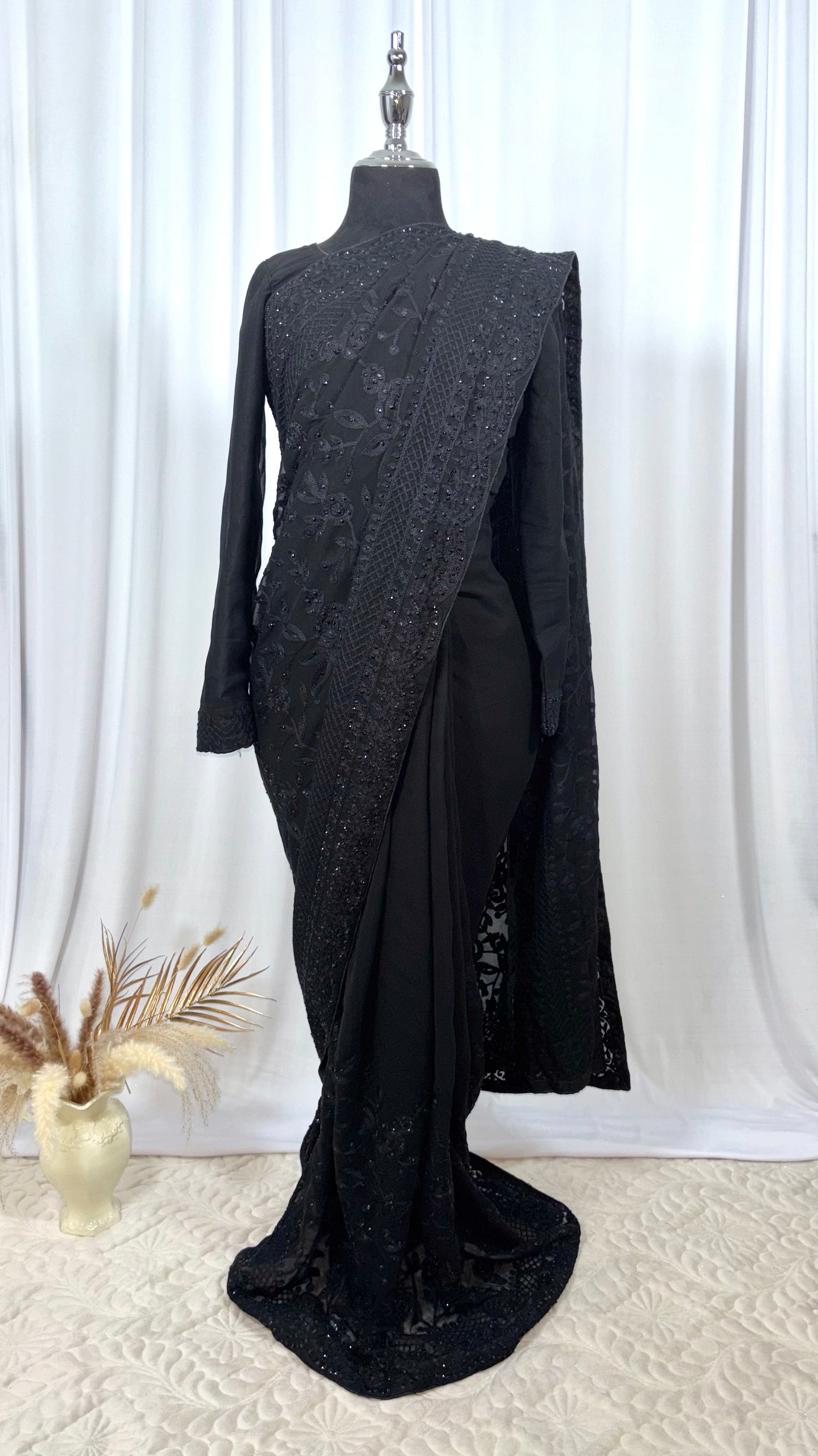 Saree prêt à porter/ One minute saree - Dark Rose