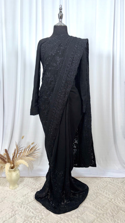 Saree prêt à porter/ One minute saree - Dark Rose