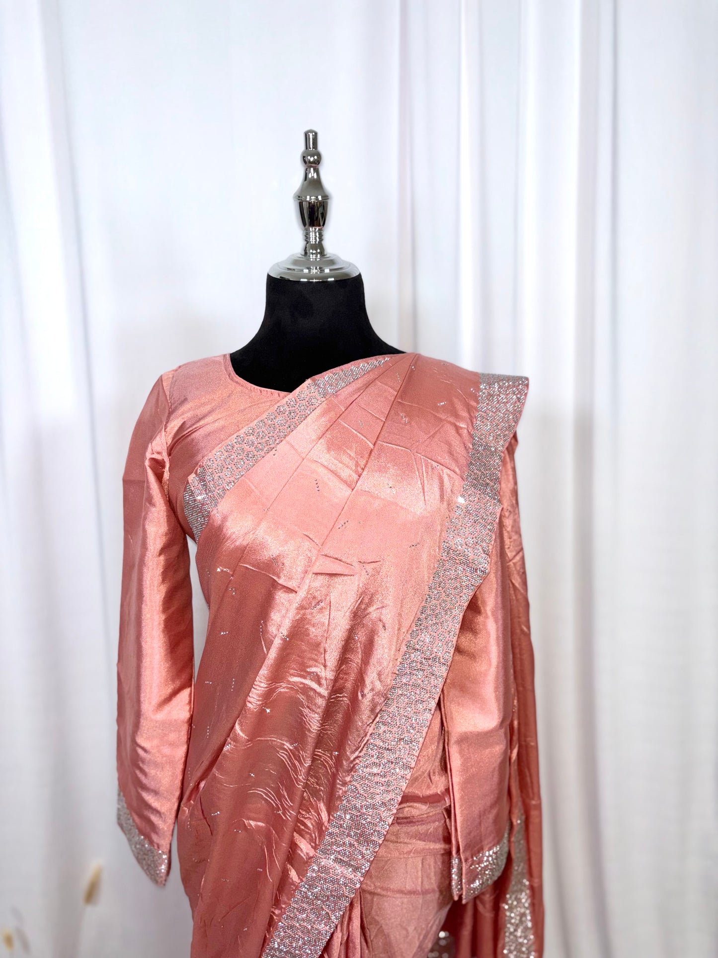 Saree prêt à porter/ One minute saree - Elégance Pêche