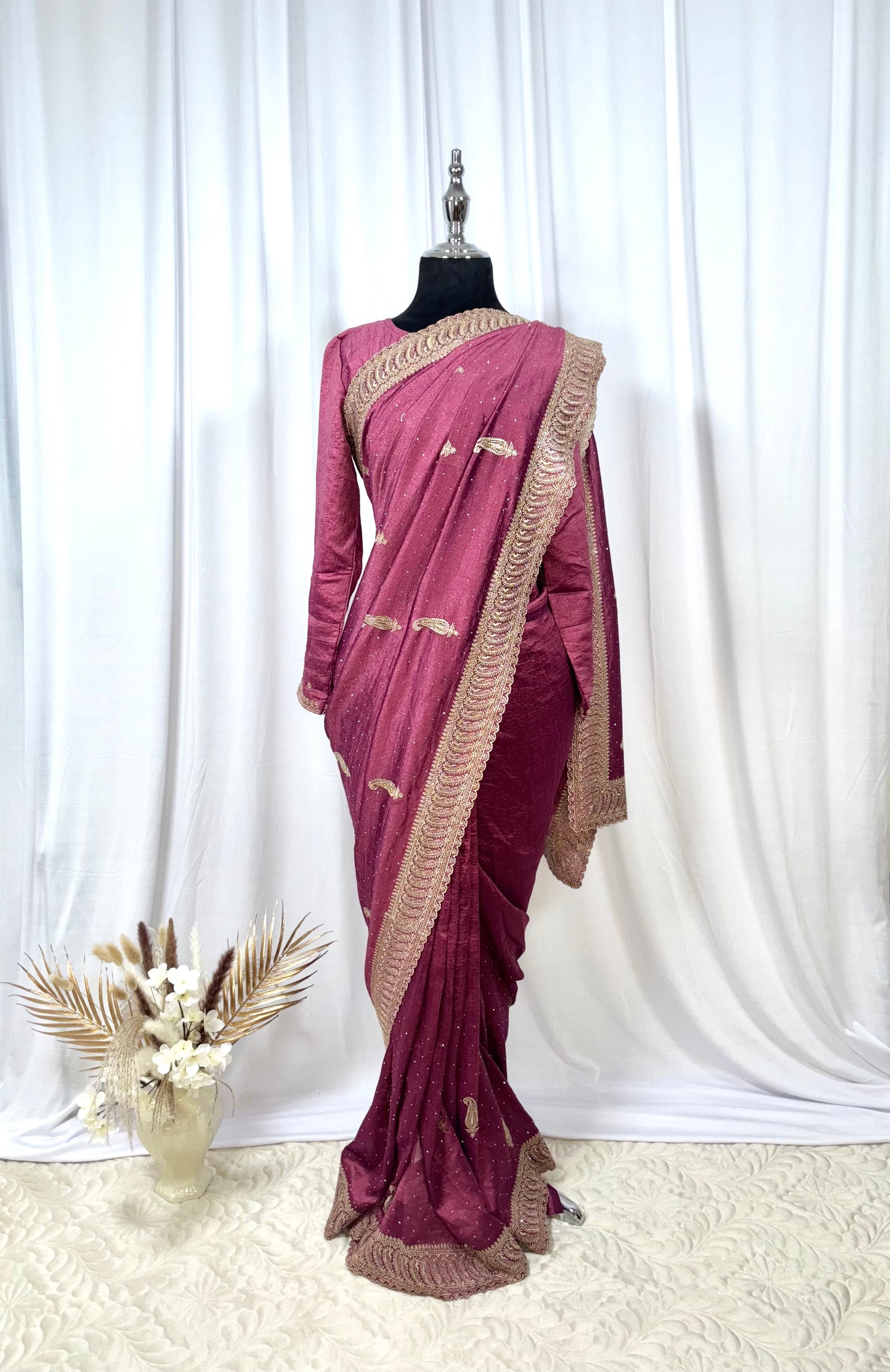 Saree prêt à porter/ One minute saree - Coucher de Rose