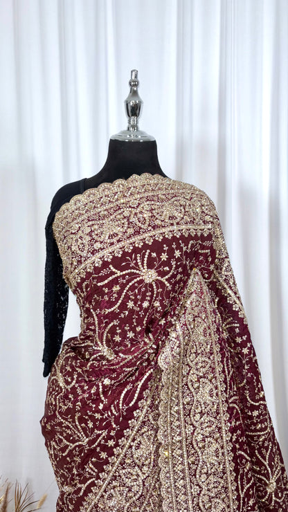Saree traditionnel - Red Thamarai