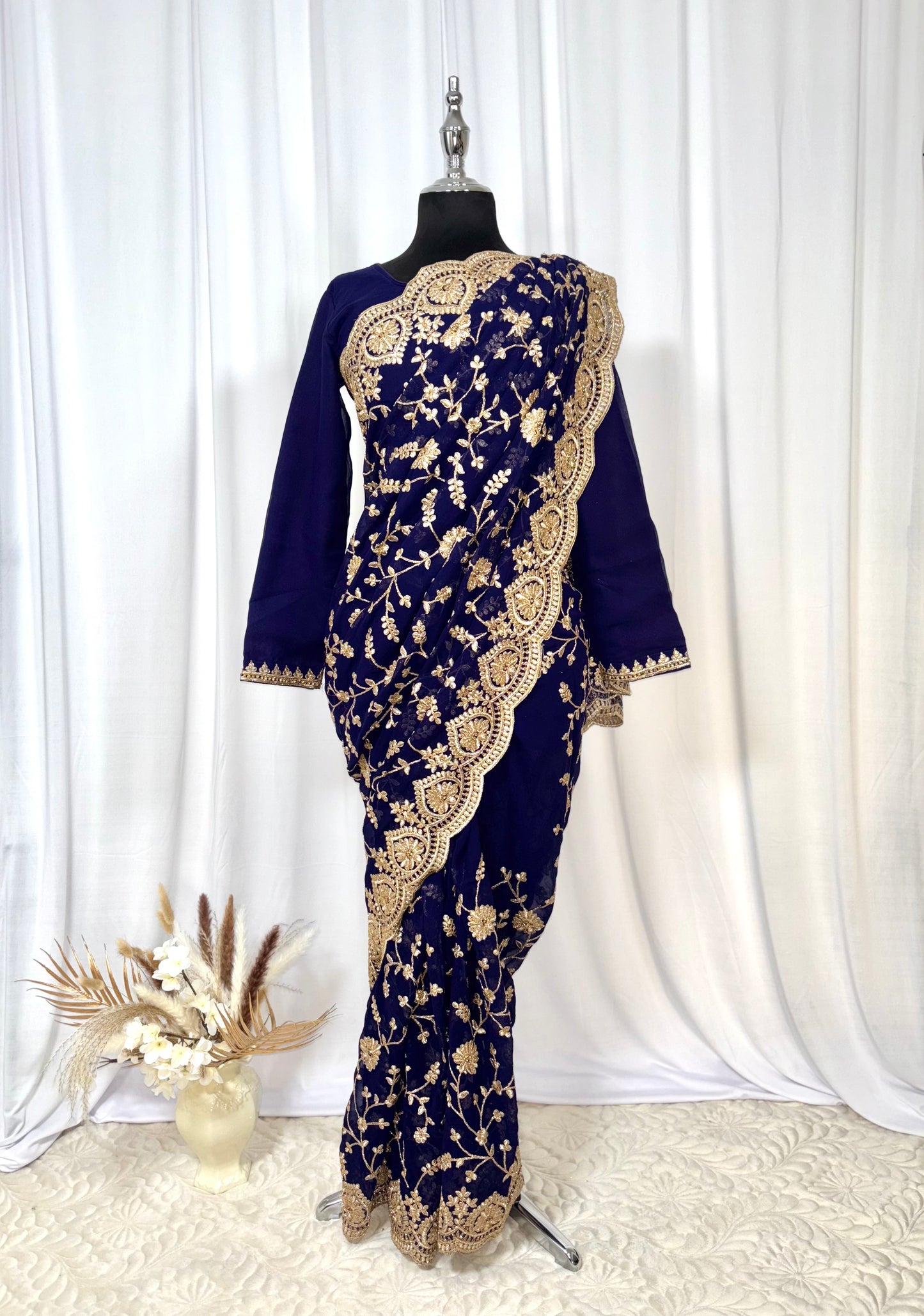 Saree à prêt à porter/ One minute saree - Nuit Dorée