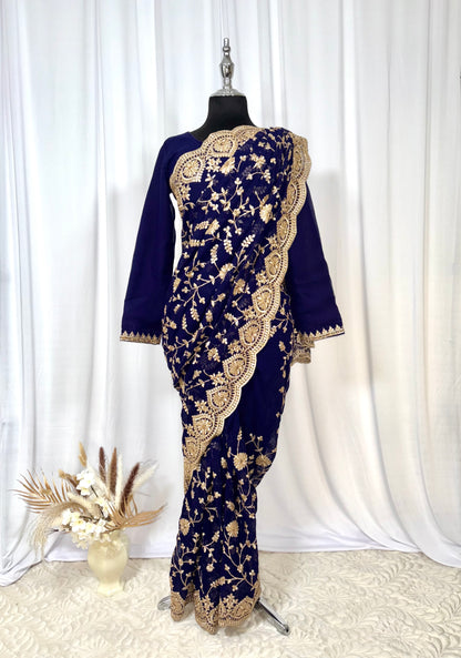 Saree à prêt à porter/ One minute saree - Nuit Dorée