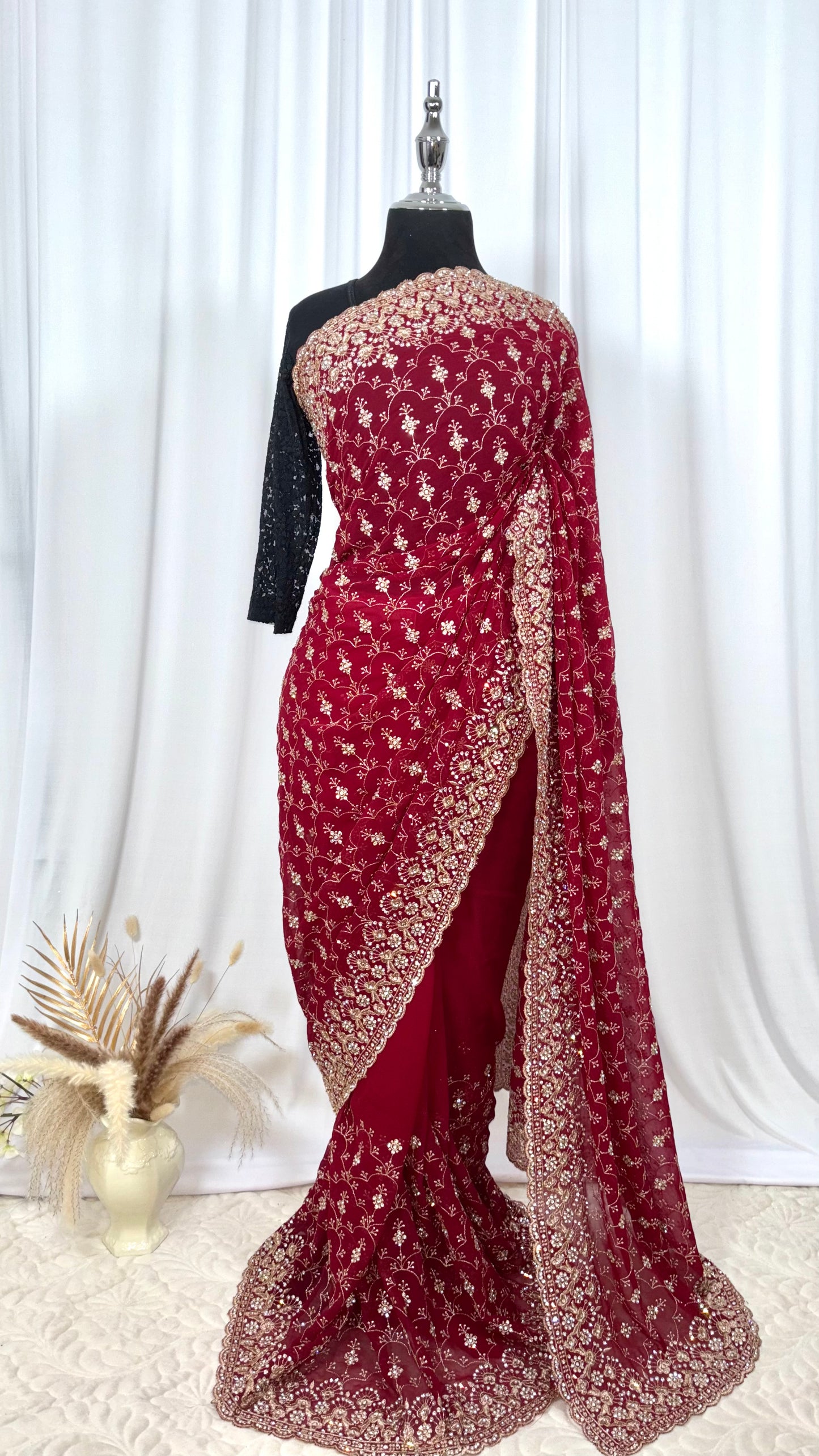 Saree prêt à porter/ One minute saree - Cherry Gold