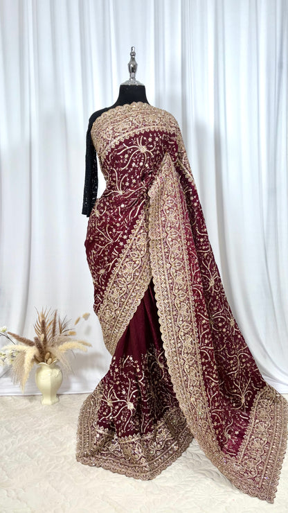 Saree traditionnel - Red Thamarai