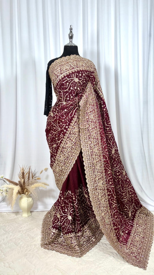 Saree traditionnel - Red Thamarai