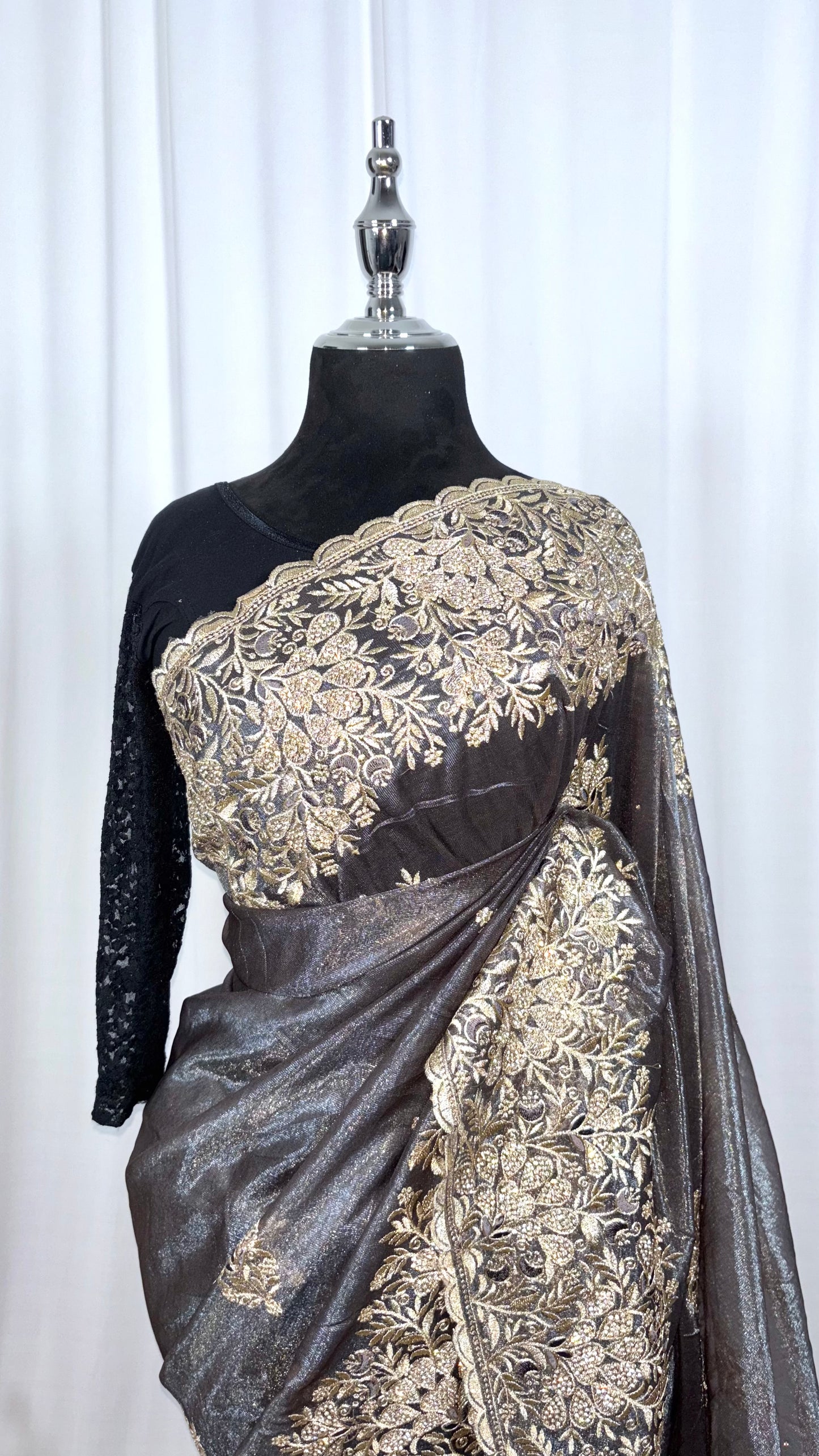 Saree traditionnel - Ombre Cendrée