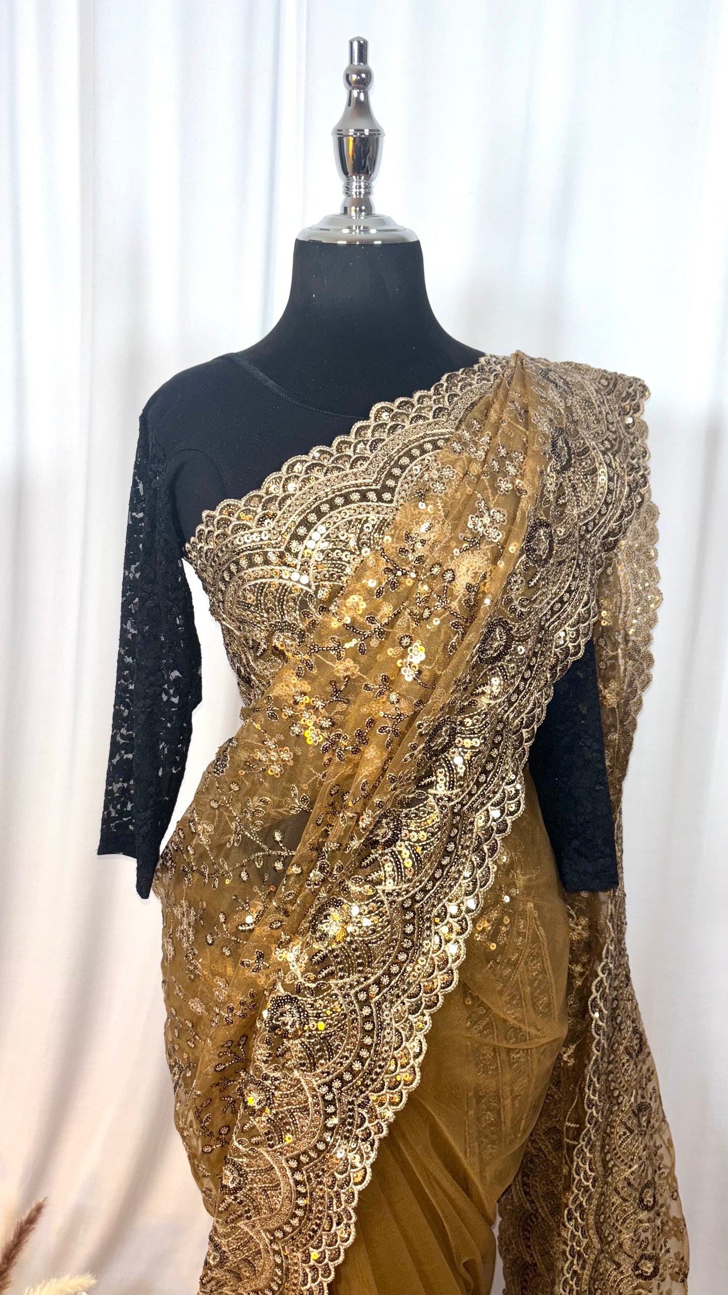 Saree traditionnel - Moka Caramel