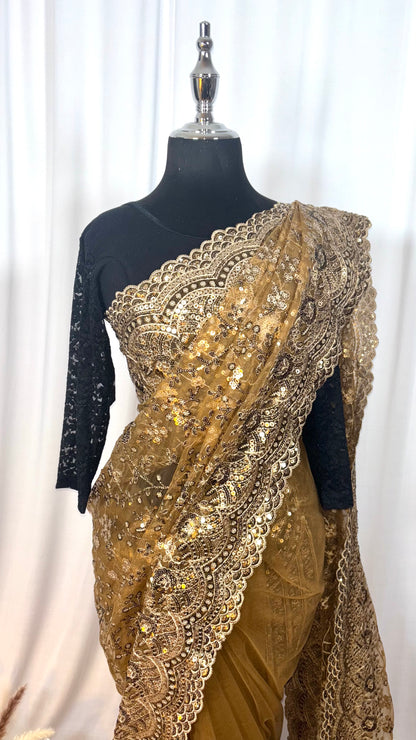Saree traditionnel - Moka Caramel