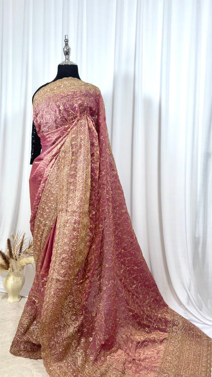 Saree traditionnel - Rose Milk