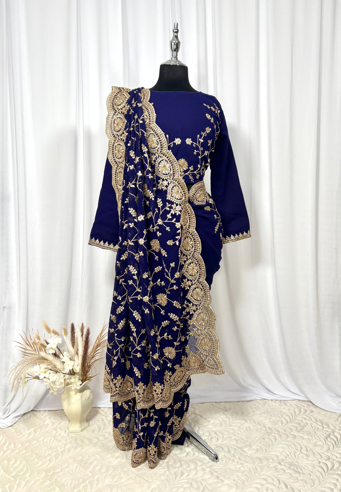 Saree à prêt à porter/ One minute saree - Nuit Dorée