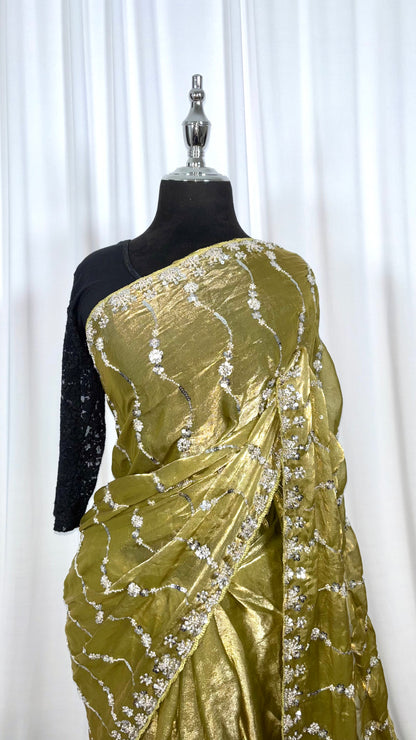 Saree traditionnel - Perle de Pistache