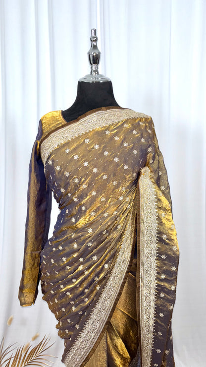 Saree prêt à porter/ One minute saree - Olive Blossom