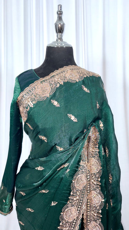 Saree prêt à porter/ One minute saree - Emerald Petal