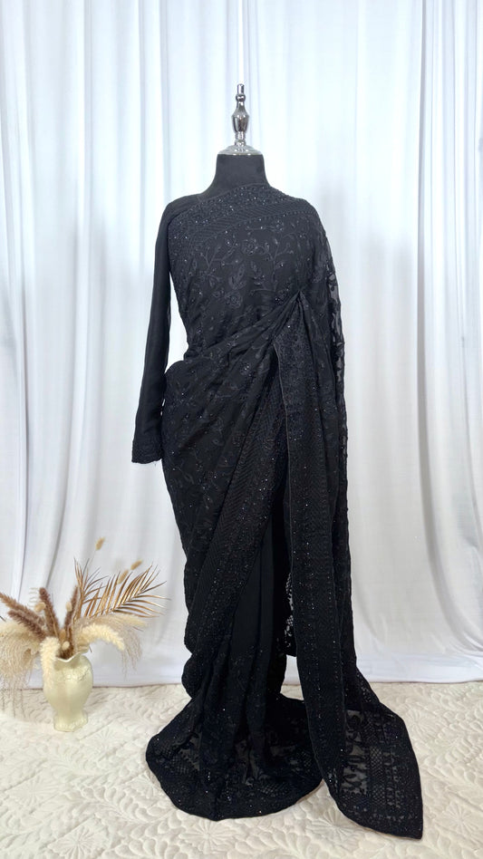 Saree prêt à porter/ One minute saree - Dark Rose