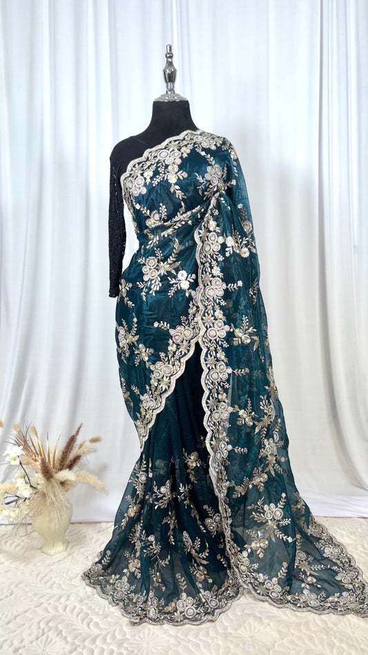 Saree traditionnel - Aqua Jewel