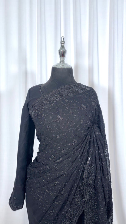 Saree prêt à porter/ One minute saree - Elengi Noir