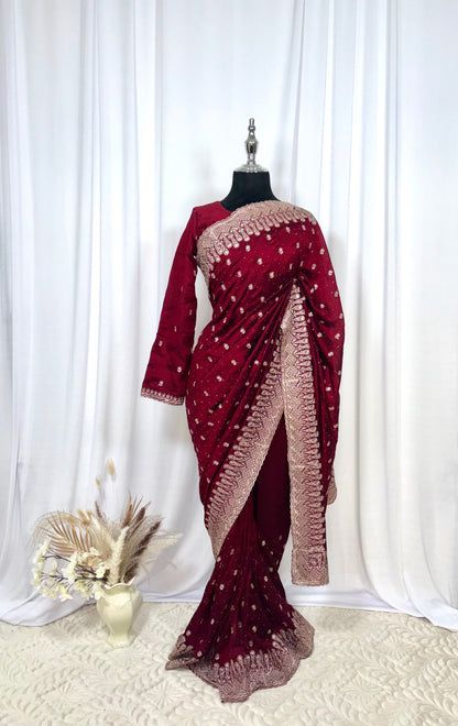 Saree prêt à porter/ One minute saree - Elixir Bordeaux