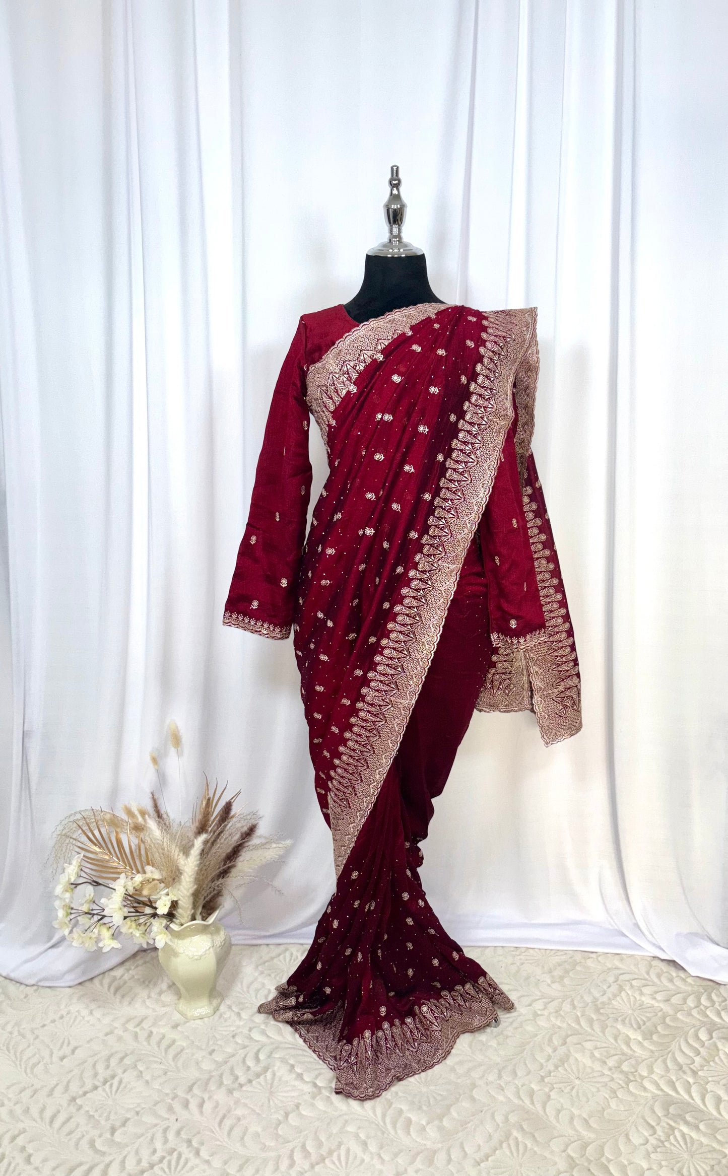 Saree prêt à porter/ One minute saree - Elixir Bordeaux