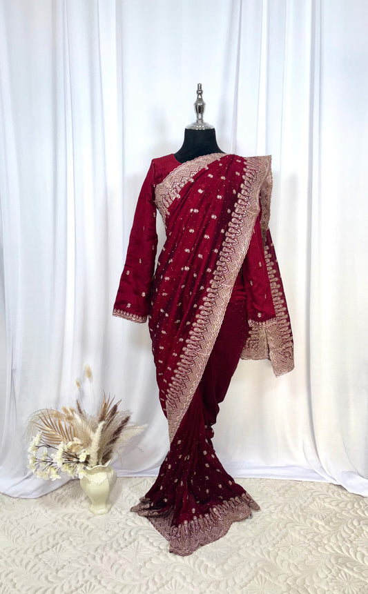 Saree prêt à porter/ One minute saree - Elixir Bordeaux